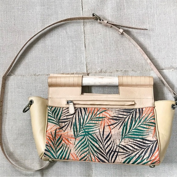 Naughty Monkey Tropical Palm Leaves Cork Purse Wood Handle Beach Coastal - Picture 2 of 4